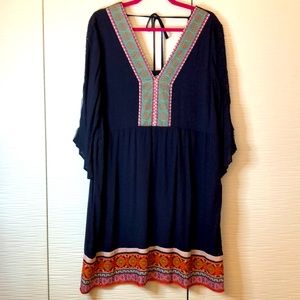 NWT White Mark navy dress with colorful trim. Size XL.